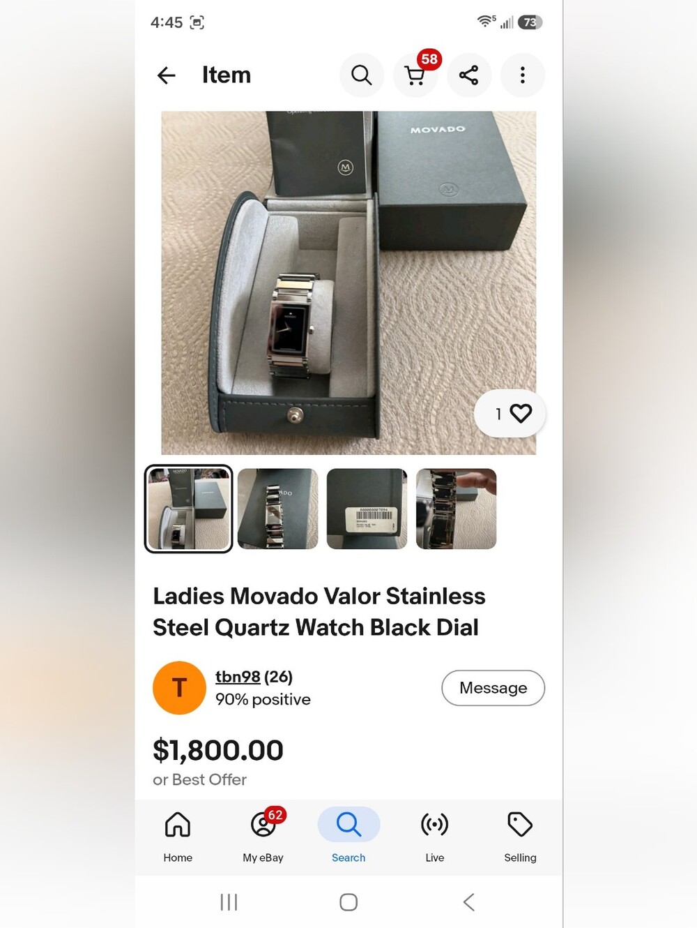 Movado Watch Valor Silver $2995 - Picture 12 of 12